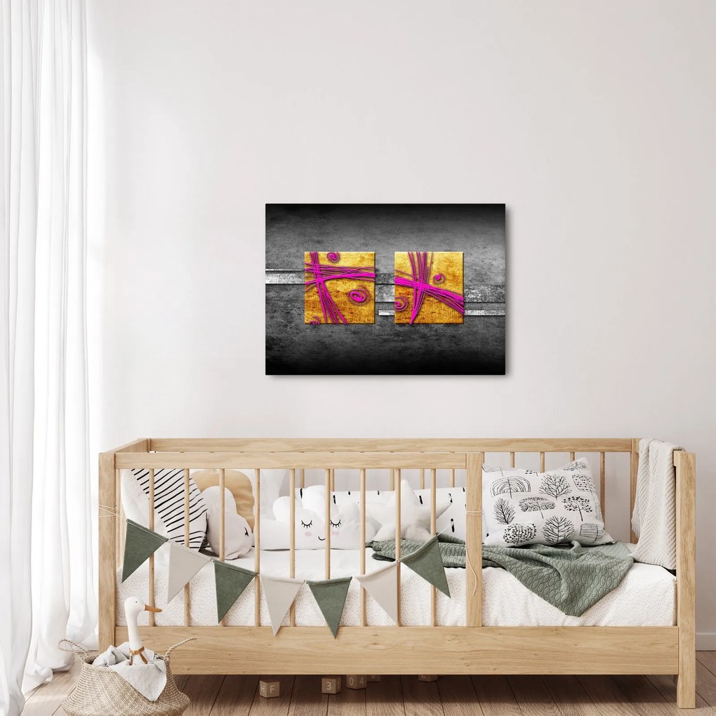 Fekete alapon színes négyzetek képe (70x50 cm)