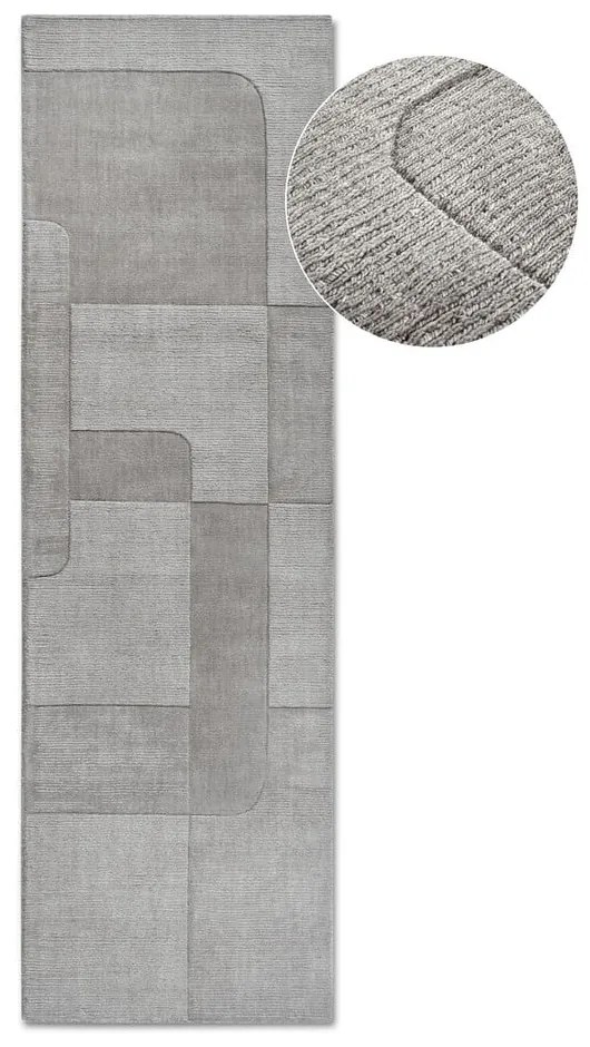 Szürke kézi szövésű gyapjú futószőnyeg 80x250 cm Charlotte – Villeroy&amp;Boch