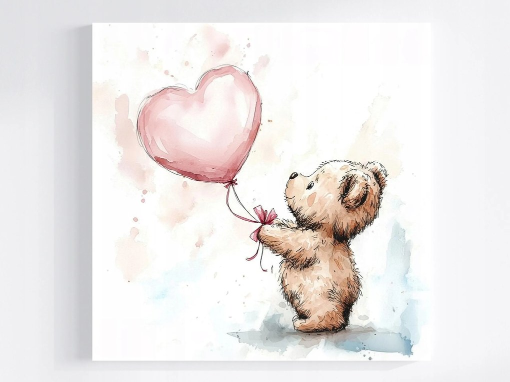 Canvas Vászonkép Mackó Léggömb Szív Barátság 40x40