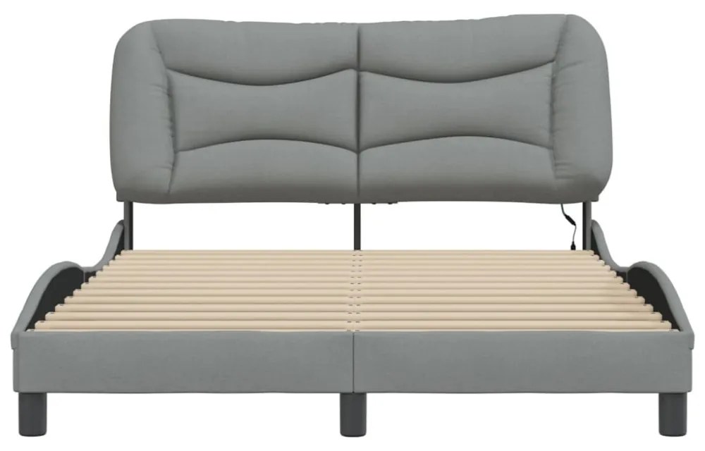 világosszürke szövet ágykeret LED-es matrac nélkül 140x200 cm
