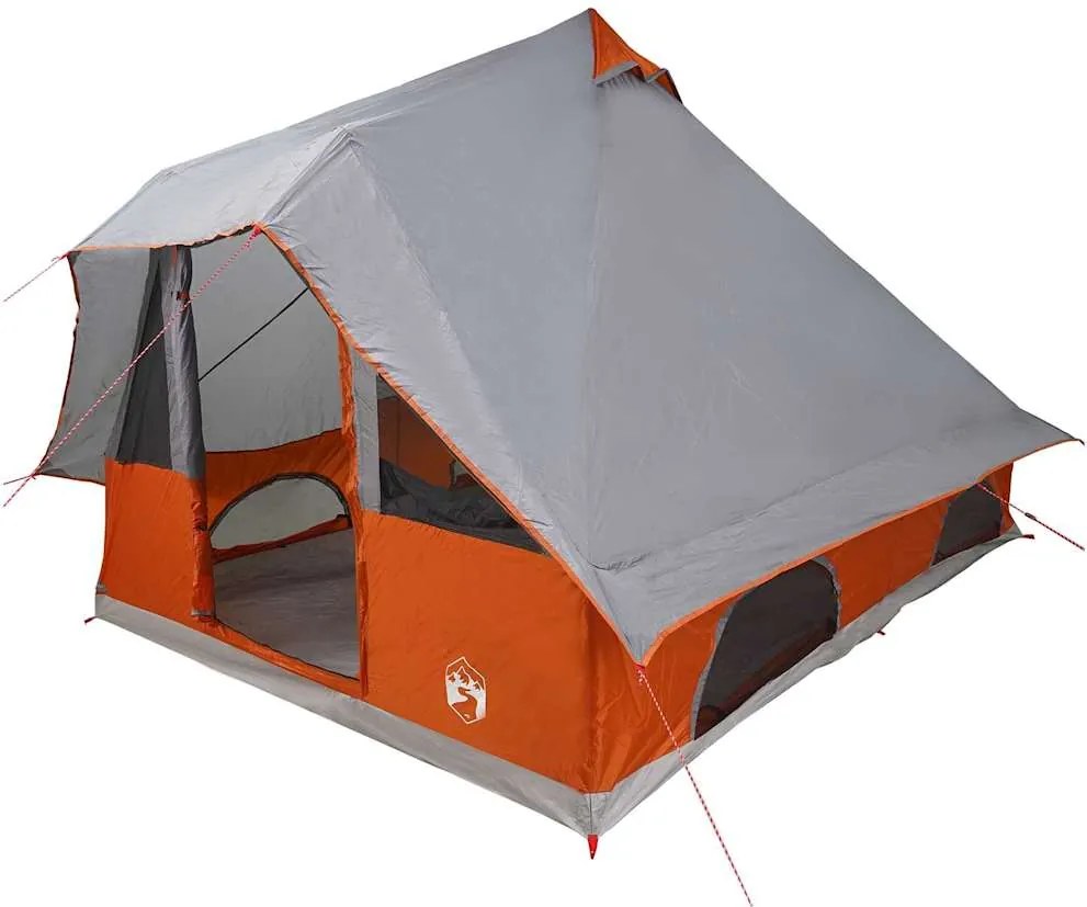 vidaXL Tipi sátor tetővel Szürke és narancs 358 x 296 x 258 cm taft