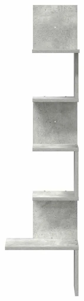 betonszürke forgácslap fali sarokpolc 32x32x127,5 cm