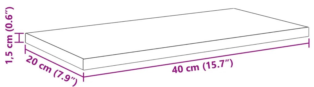 Polcozó Deszkák - 4 db Fekete tölgy, 40x20x1.5 cm, mérnöki fából készült.