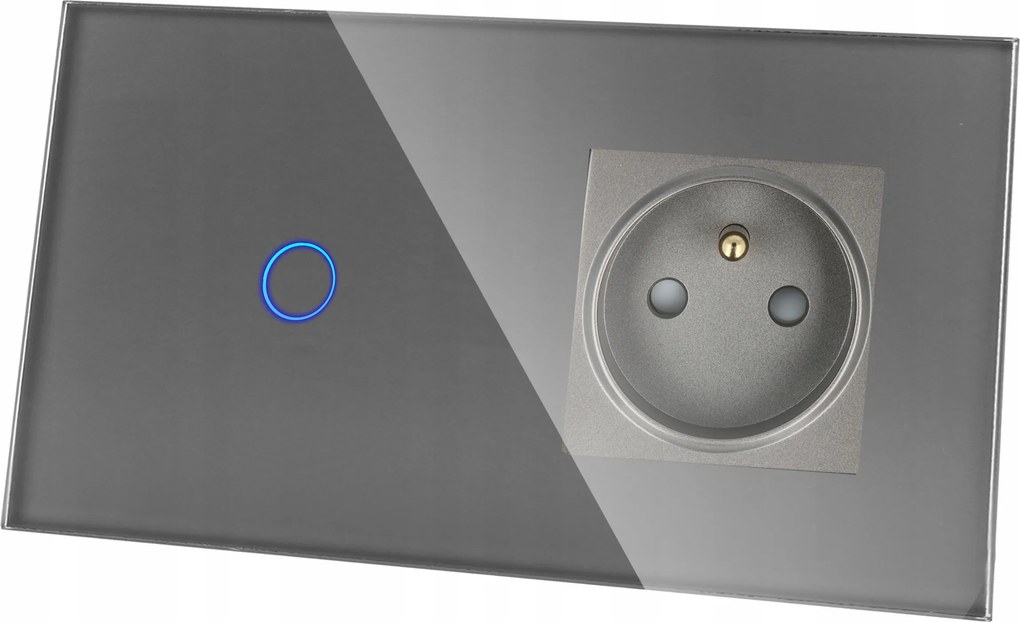 Érintőkapcsoló Aljzat Szimpla Aljzat Szürke N 1G1F Két Doboz
