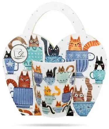 Színes cicás porcelán bögre díszcsomagolásban - 350 ml - Garden Felines
