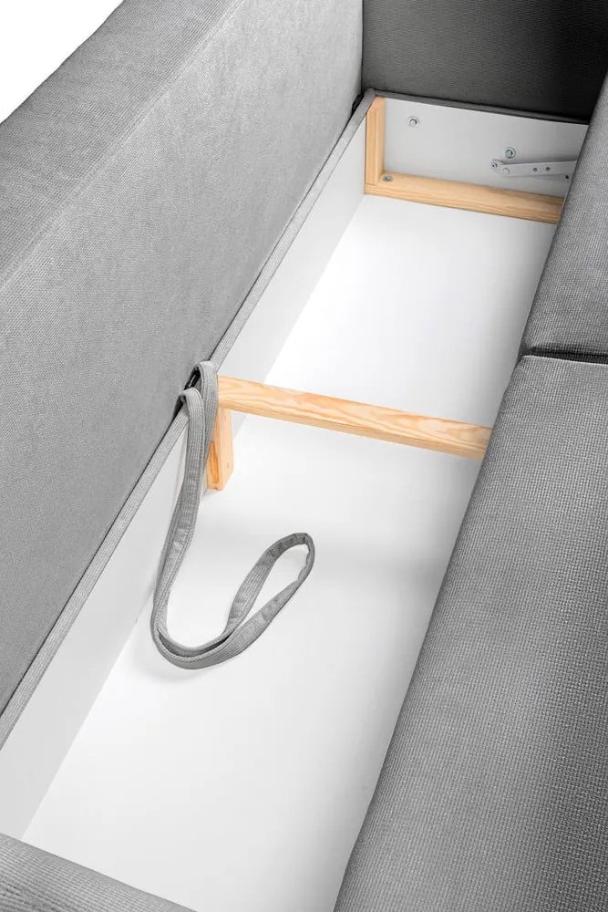 Szürke kordbársony kinyitható-tárolóhelyes kanapé 215 cm Bjork – Bonami Selection