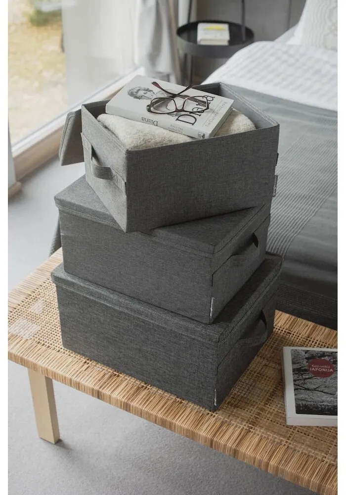 Szürke fedeles textil tárolódoboz 35x19x26 cm Soft Storage – Bigso Box of Sweden