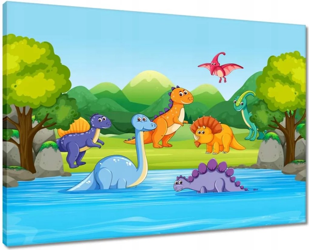 Vászonkép 70x50 Vidám dinoszaurusz csapat