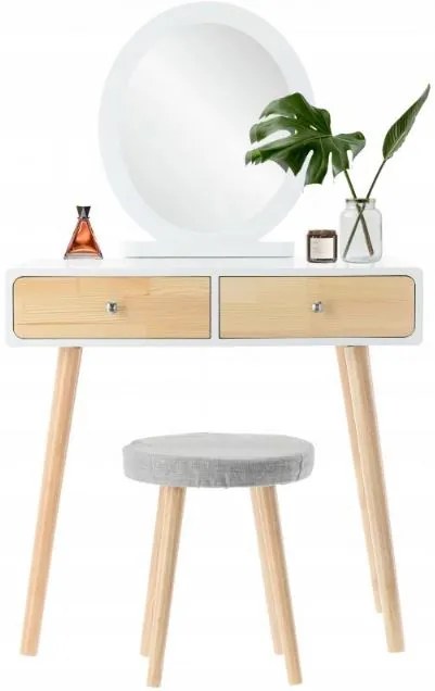 Fésülködőasztal székkel Emma Wood/ Fehér