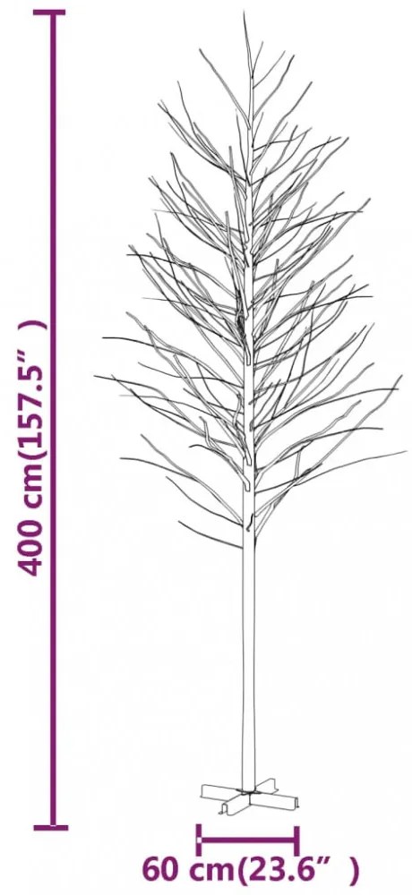 vidaXL fehér LED-es nyírfa 672 meleg fehér LED-del 400 cm