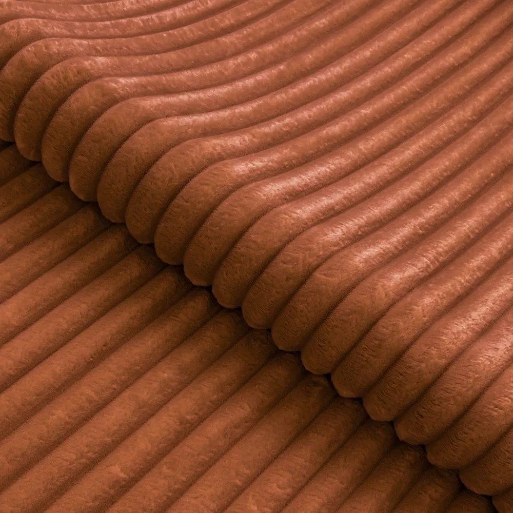 Terrakotta színű kordbársony sarokkanapé (jobb oldali-L alakú) Marbeya – Ropez