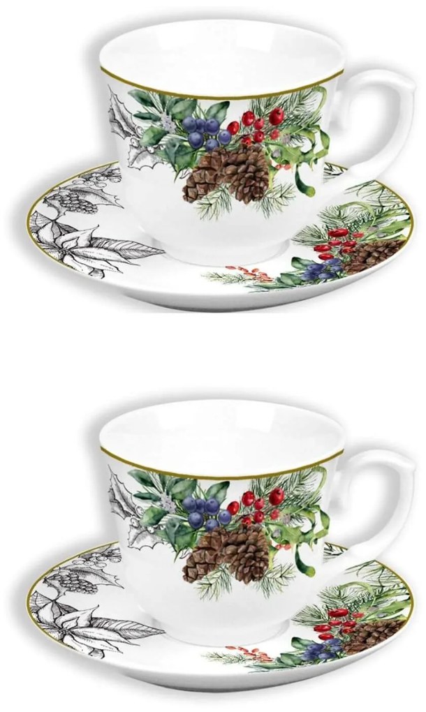 Toboz mintás csészék, csészealjakkal 2-szett