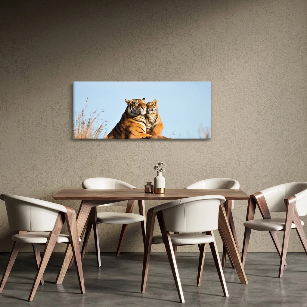 Kép - Tigris és a kölyke (120x50 cm)