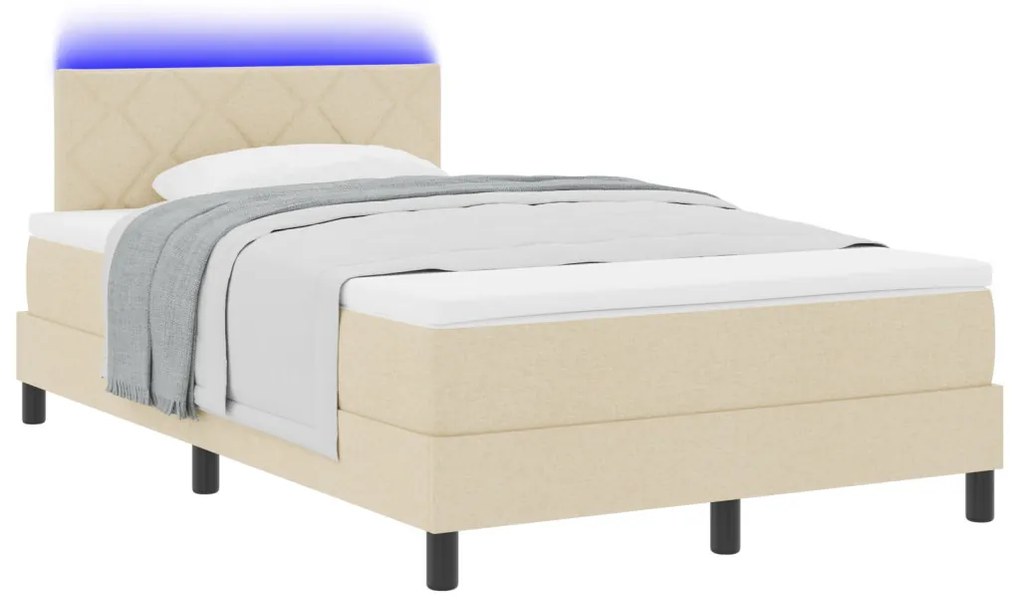 Box Spring Ágy Matraccal & LED Krém 120x200 cm Szövet