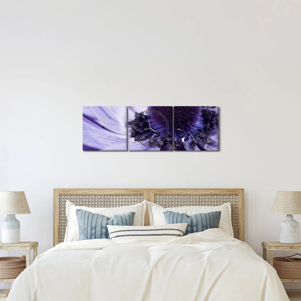 Kép - Ibolya virág (órával) (90x30 cm)