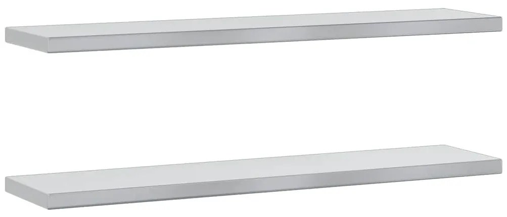 2 db ezüstszínű rozsdamentes acél fali polc 100 x 23,5 x 3 cm