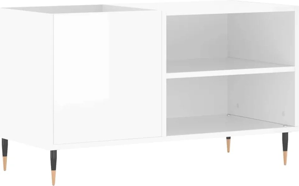 vidaXL magasfényű fehér szerelt fa hanglemezszekrény 85x38x48 cm