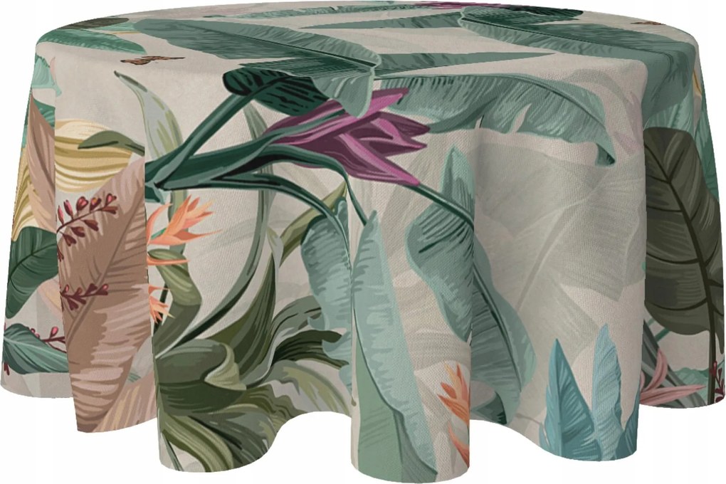 Abrosz Kerek Dekorációs Asztalra 120 CM Foltálló Kör Pálma Virágok 157