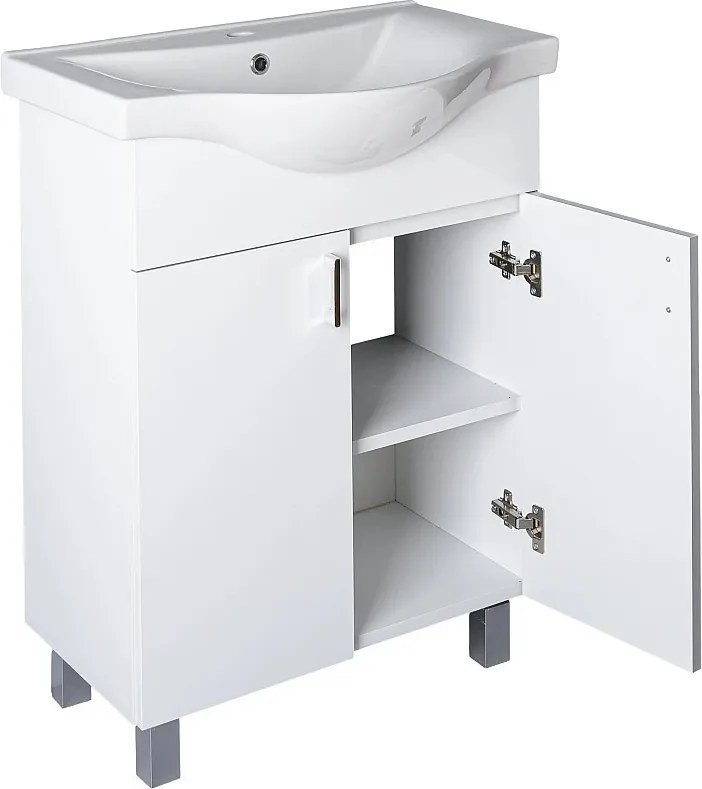 Viva STYLE Ekonomik 65 lábon álló 2 ajtós fürdőszobabútor Sanovit ALBATROS 10065 mosdóval 64,5x46,5