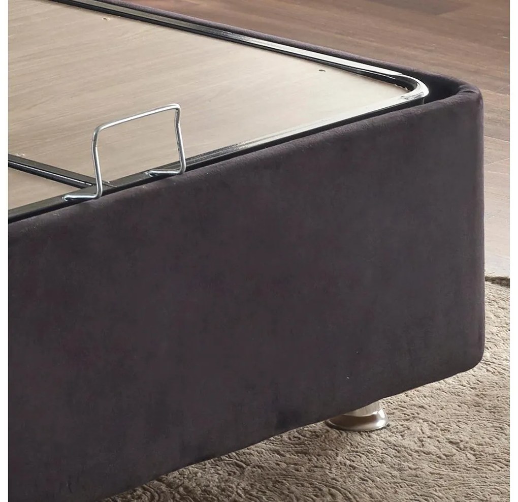 Egyszemélyes ágy kárpitozott fejtámlával 100 cm Kemadi (fekete) (ágyráccsal) (tárolóhellyel). Akció -22%. 1094817