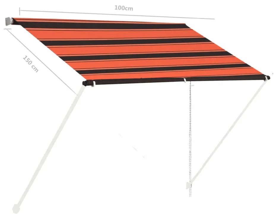 narancssárga és barna feltekerhető napellenző 100 x 150 cm