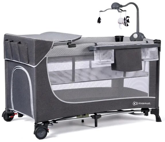 KINDERKRAFT - Utazó kiságy LEODY ezüst