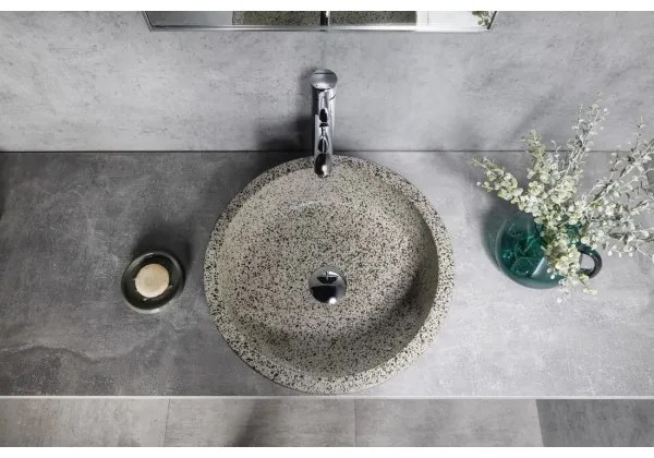 Sapho - PRIORI pultba szerelhető mosdó, átmérő 41 cm, fehér/szürke