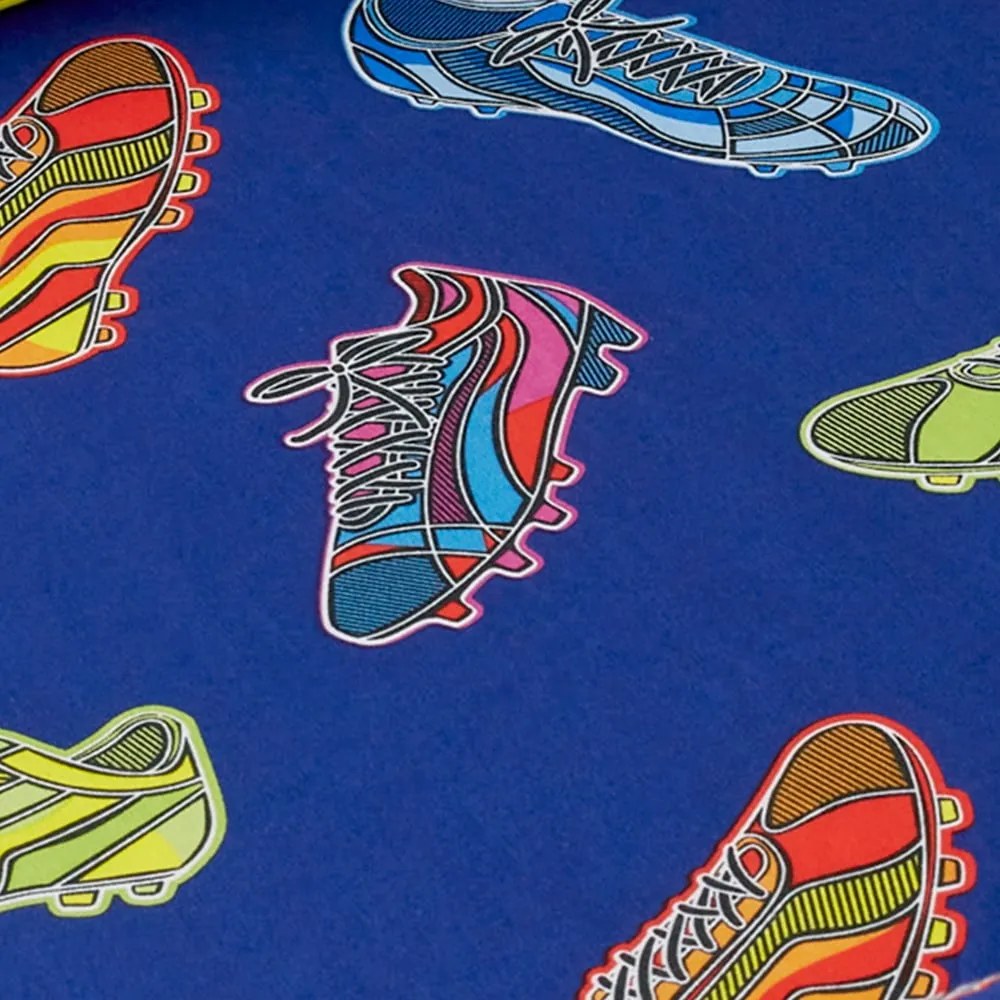 Kék gumis kétszemélyes gyerek lepedő 135x190 cm Bright Football – Catherine Lansfield