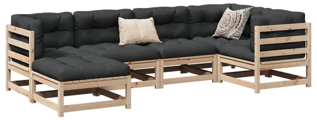 vidaXL 6 részes tömör fenyőfa kerti kanapészett