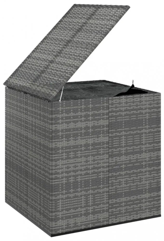 szürke polyrattan kerti párnatartó doboz 100 x 97,5 x 104 cm