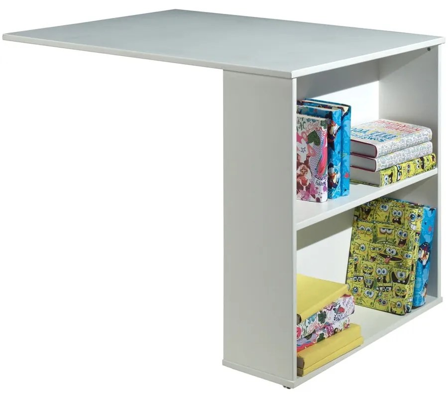 Fehér borovi fenyő ágyneműtartós galéria gyerekágy ágyráccsal 90x200 cm Scott – Vipack