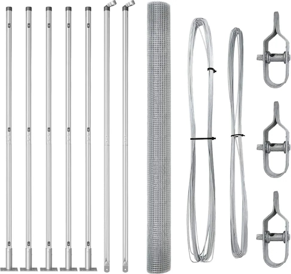vidaXL Kerítésoszlop Ezüst 10 x 1,6 m (16 x 16 mm háló) Acél