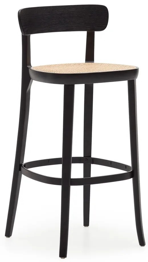 Fekete bárszék kőrisfa dekorral 99 cm Romane – Kave Home