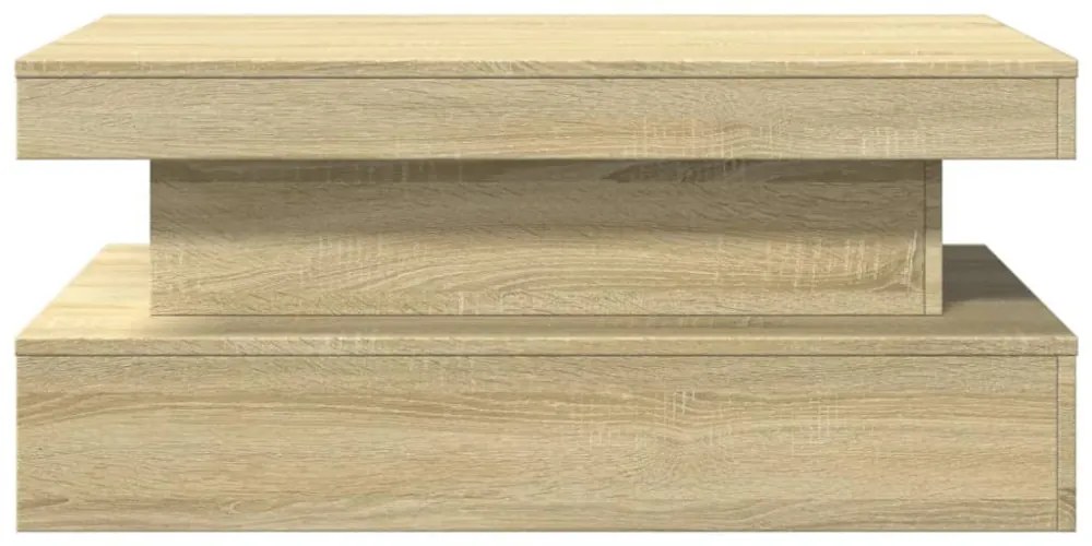 sonoma tölgy színű dohányzóasztal LED-lámpákkal 90x50x40 cm