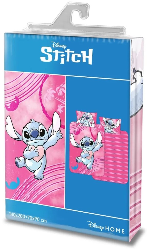 Disney Lilo and Stitch rózsaszín ágyneműhuzat 140x200cm+90x70cm Setino