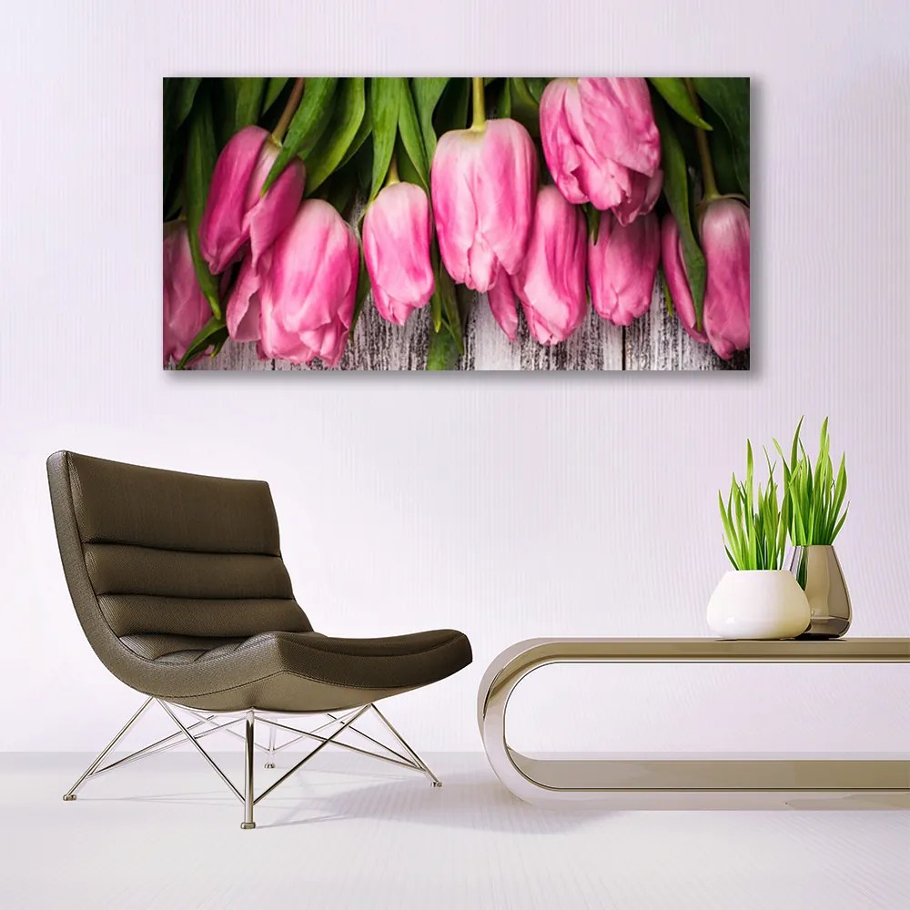 Üvegkép Tulipánok Fal 120x60cm 2 fogas