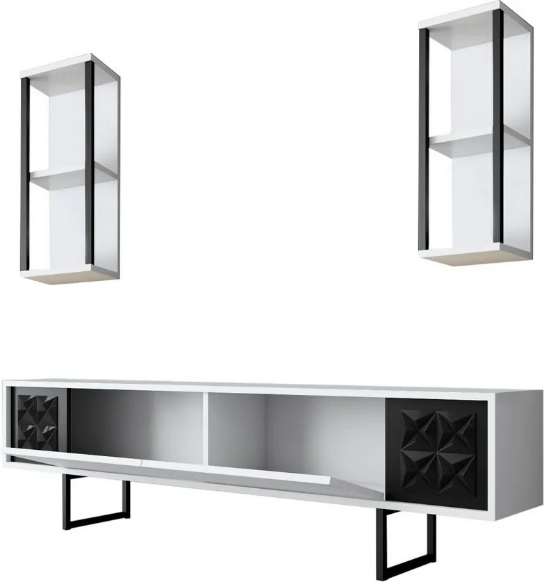 Tévés szekrény polcokkal Line White and Black
