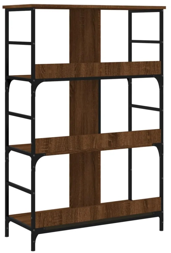 barna tölgyszínű szerelt fa könyvespolc 78,5 x 33 x 117,5 cm