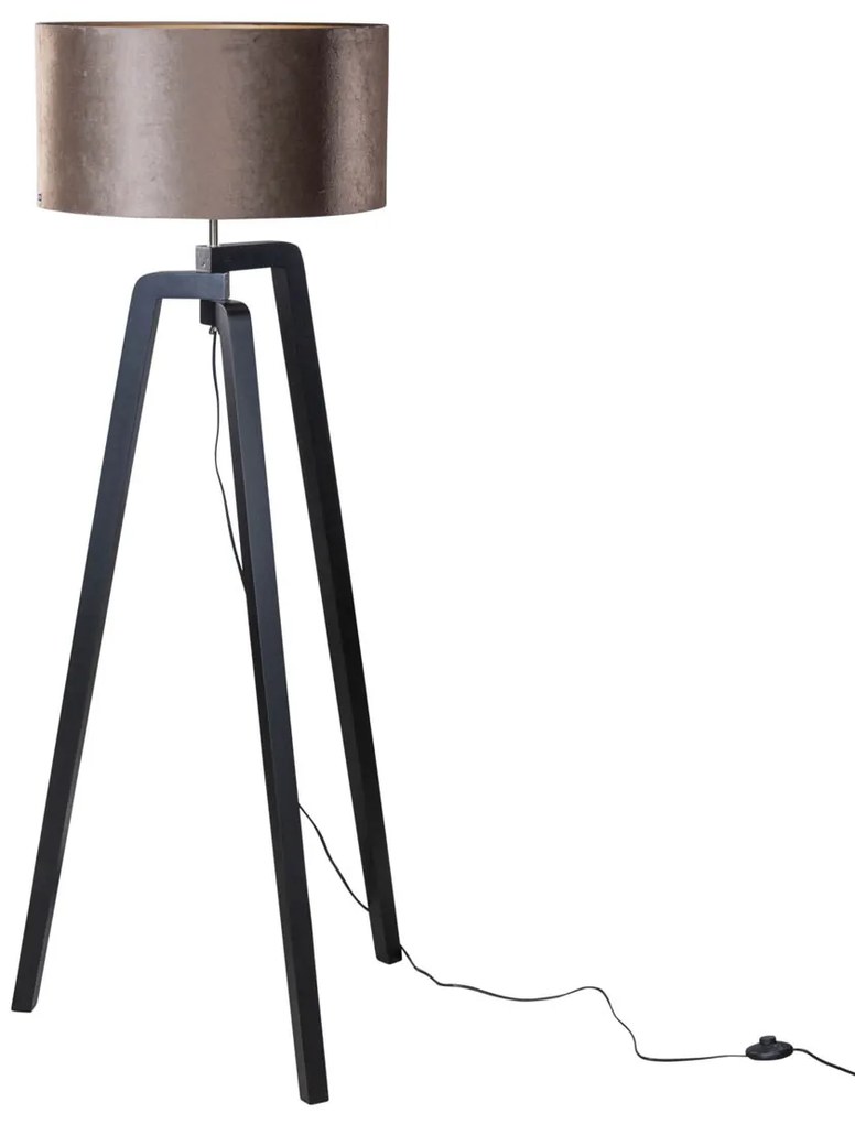 Állólámpa fekete színű, barna bársony lámpabúrával, 50 cm - Puros
