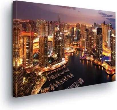 Vászonkép 100x75 Város éjszaka éjszakai városkép felhőkarcolók Dubai Marina