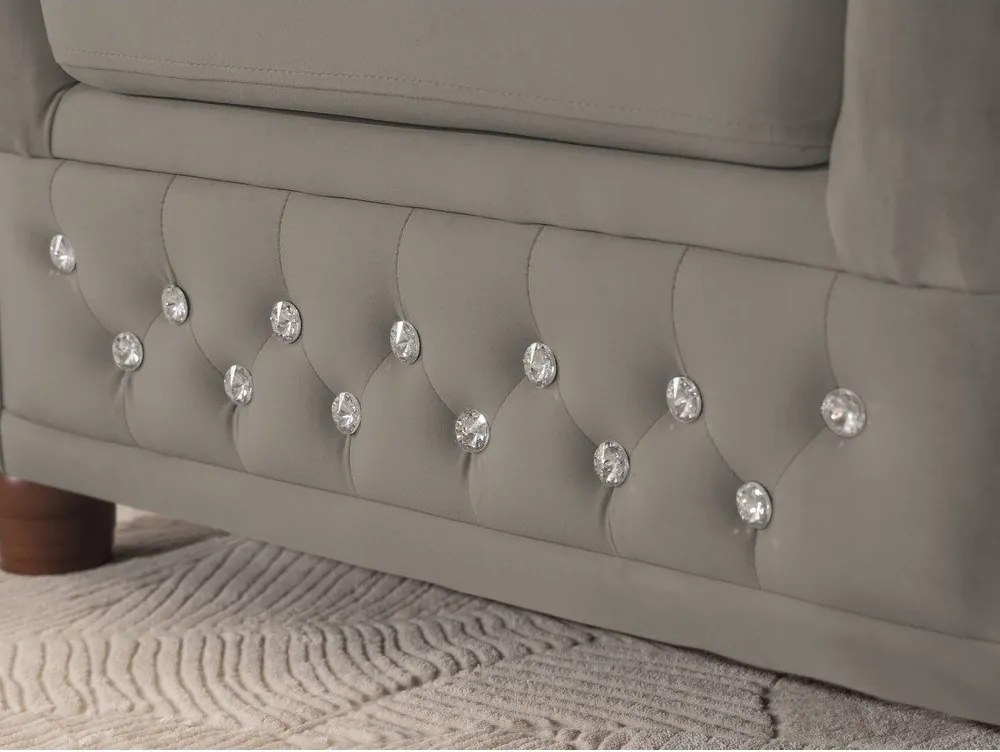 Szürke bársony chesterfield fotel York Blik – Ropez