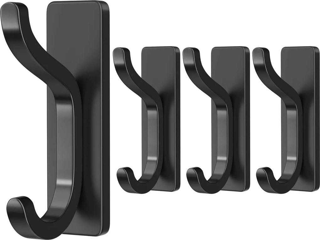 4 db-os öntapadós fali kampók szett Rozsdamentes acél 6 kg Fekete
