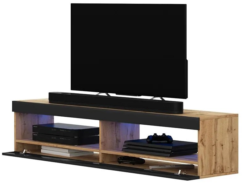 Tv szekrény/asztal Violett 100 (világítással) (lancester tölgy + fekete). 1098640