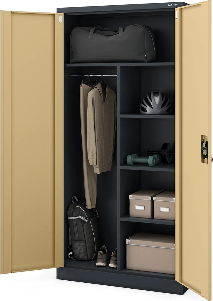 Többfunkciós fém szekrény, antracit / dió, 900x1850x450 mm: DAWID Eco Design