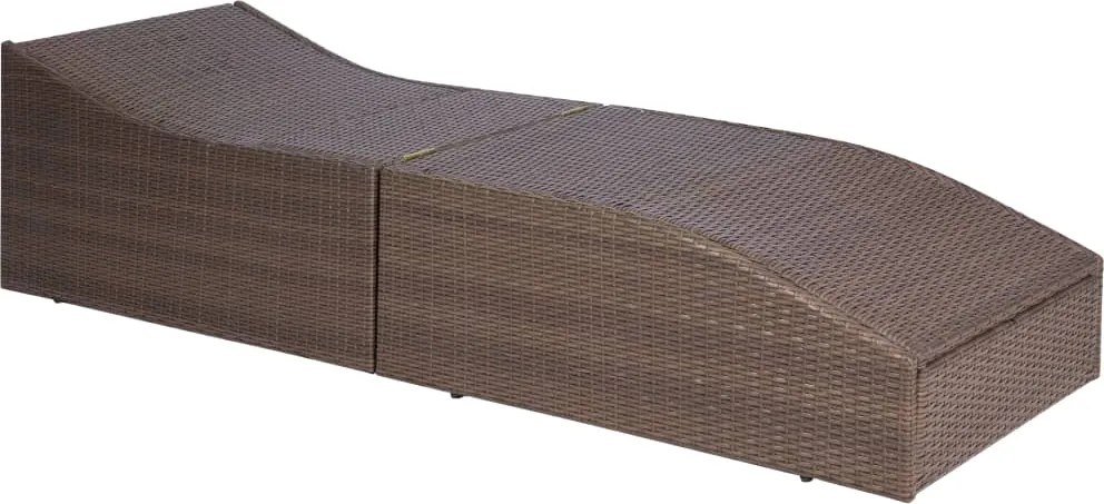 vidaXL barna polyrattan napozóágy párnával