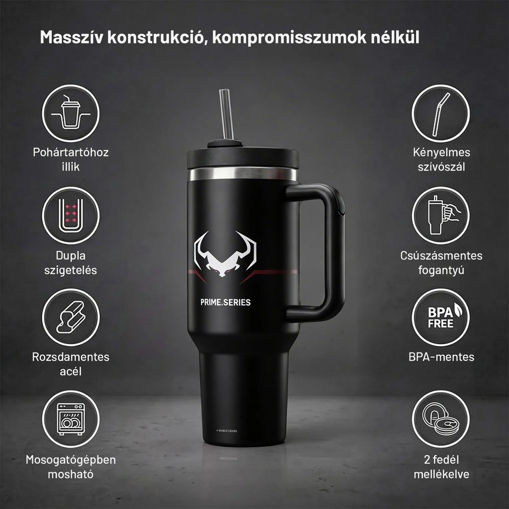 Termosz bögre fogantyúval fekete Diablo Burned Black