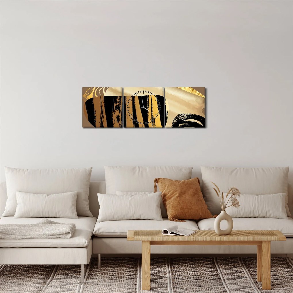 Kép - Absztrakció aranybarna N⁰2 (órával) (90x30 cm)
