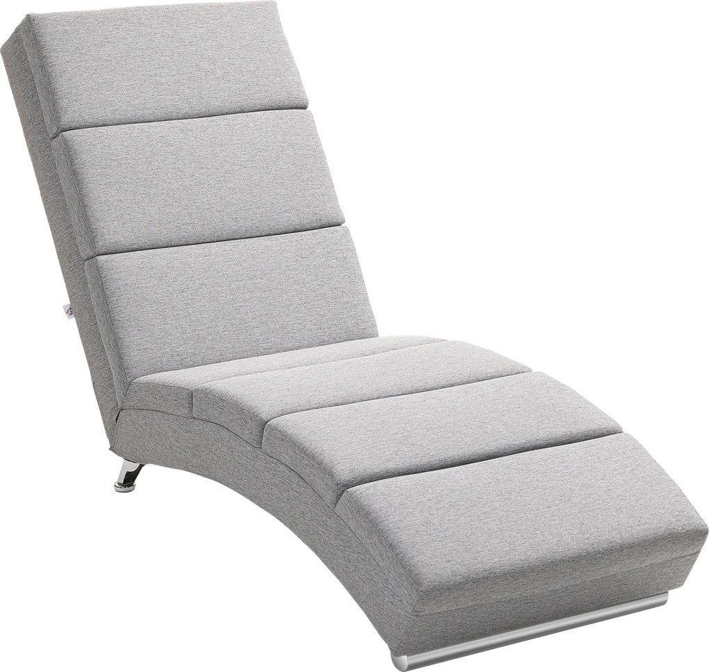 HOMCOM Fekvőfotel Kárpitozott Lounge Szék Légies Hatású Anyaggal, Acél Lábakkal a Nappali számára - Világosszürke | Aosom