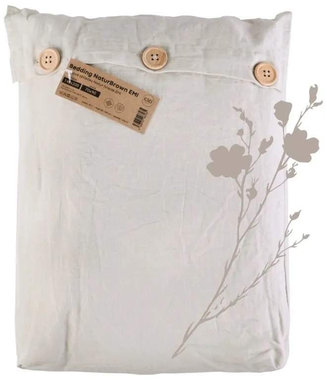 EMI Natúr barna lenvászon ágyneműhuzat, A standard egyszemélyes ágy szett tartalma: 1x 140x200 + 1x 70x90