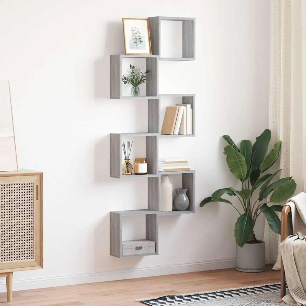 6 db szürke sonoma fali kockapolc 30 x 15 x 30 cm
